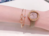 Buy Shop Swarovski Crystal Flower Grey Dial Grey Leather Strap Watch for for Women - 5552424 USA Online