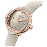 Buy Shop Swarovski Crystal Flower Grey Dial Grey Leather Strap Watch for for Women - 5552424 USA Online