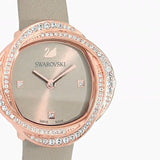 Buy Shop Swarovski Crystal Flower Grey Dial Grey Leather Strap Watch for for Women - 5552424 USA Online
