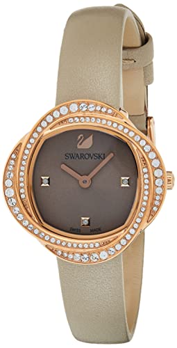 Buy Shop Swarovski Crystal Flower Grey Dial Grey Leather Strap Watch for for Women - 5552424 USA Online
