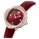 Buy Shop Swarovski Crystal Flower Red Dial Red Leather Strap Watch for Women - 5552780 USA Online