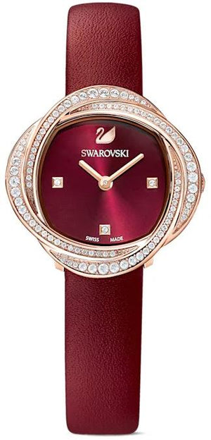Buy Shop Swarovski Crystal Flower Red Dial Red Leather Strap Watch for Women - 5552780 USA Online