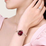 Buy Shop Swarovski Crystal Flower Red Dial Rose Gold Steel Strap Watch for Women - 5552783 USA Online