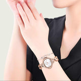 Buy Shop Swarovski Crystal Flower Silver Dial Rose Gold Steel Strap Watch for Women - 5547626 USA Online