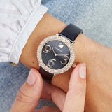 Buy Shop Swarovski Crystal Frost Black Dial Black Leather Strap Watch for Women - 5484058 USA Online