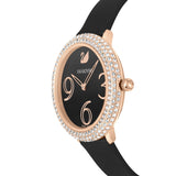 Buy Shop Swarovski Crystal Frost Black Dial Black Leather Strap Watch for Women - 5484058 USA Online