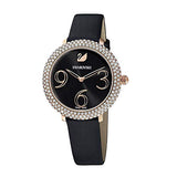 Buy Shop Swarovski Crystal Frost Black Dial Black Leather Strap Watch for Women - 5484058 USA Online