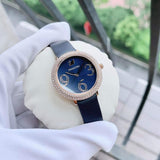 Buy Shop Swarovski Crystal Frost Blue Dial Blue Leather Strap Watch for Women - 5484061 USA Online