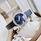 Buy Shop Swarovski Crystal Frost Blue Dial Blue Leather Strap Watch for Women - 5484061 USA Online