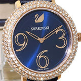 Buy Shop Swarovski Crystal Frost Blue Dial Blue Leather Strap Watch for Women - 5484061 USA Online