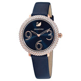 Buy Shop Swarovski Crystal Frost Blue Dial Blue Leather Strap Watch for Women - 5484061 USA Online