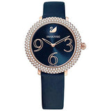 Buy Shop Swarovski Crystal Frost Blue Dial Blue Leather Strap Watch for Women - 5484061 USA Online