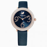 Buy Shop Swarovski Crystal Frost Blue Dial Blue Leather Strap Watch for Women - 5484061 USA Online