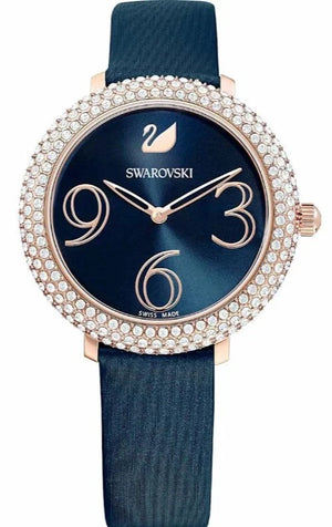Buy Shop Swarovski Crystal Frost Blue Dial Blue Leather Strap Watch for Women - 5484061 USA Online