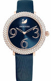 Buy Shop Swarovski Crystal Frost Blue Dial Blue Leather Strap Watch for Women - 5484061 USA Online