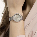 Buy Shop Swarovski Crystal Frost Grey Dial Grey Leather Strap Watch for Women - 5484067 USA Online