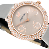 Buy Shop Swarovski Crystal Frost Grey Dial Grey Leather Strap Watch for Women - 5484067 USA Online