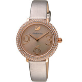 Buy Shop Swarovski Crystal Frost Grey Dial Grey Leather Strap Watch for Women - 5484067 USA Online