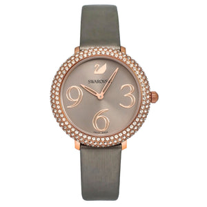 Buy Shop Swarovski Crystal Frost Grey Dial Grey Leather Strap Watch for Women - 5484067 USA Online