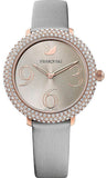 Buy Shop Swarovski Crystal Frost Grey Dial Grey Leather Strap Watch for Women - 5484067 USA Online