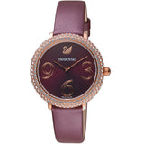 Buy Shop Swarovski Crystal Frost Red Dial Red Leather Strap Watch for Women - 5484064 USA Online