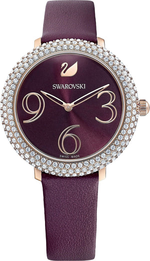 Buy Shop Swarovski Crystal Frost Red Dial Red Leather Strap Watch for Women - 5484064 USA Online