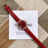 Buy Shop Swarovski Crystal Frost Red Dial Red Leather Strap Watch for Women - 5519226 USA Online