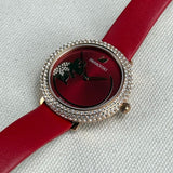 Buy Shop Swarovski Crystal Frost Red Dial Red Leather Strap Watch for Women - 5519226 USA Online