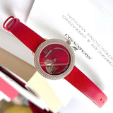 Buy Shop Swarovski Crystal Frost Red Dial Red Leather Strap Watch for Women - 5519226 USA Online