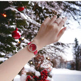 Buy Shop Swarovski Crystal Frost Red Dial Red Leather Strap Watch for Women - 5519226 USA Online