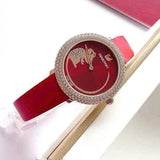 Buy Shop Swarovski Crystal Frost Red Dial Red Leather Strap Watch for Women - 5519226 USA Online
