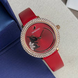 Buy Shop Swarovski Crystal Frost Red Dial Red Leather Strap Watch for Women - 5519226 USA Online