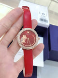 Buy Shop Swarovski Crystal Frost Red Dial Red Leather Strap Watch for Women - 5519226 USA Online