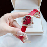 Buy Shop Swarovski Crystal Frost Red Dial Red Leather Strap Watch for Women - 5519226 USA Online