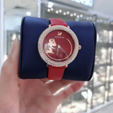 Buy Shop Swarovski Crystal Frost Red Dial Red Leather Strap Watch for Women - 5519226 USA Online