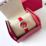 Buy Shop Swarovski Crystal Frost Red Dial Red Leather Strap Watch for Women - 5519226 USA Online