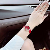 Buy Shop Swarovski Crystal Frost Red Dial Red Leather Strap Watch for Women - 5519226 USA Online