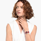 Buy Shop Swarovski Crystal Frost Red Dial Red Leather Strap Watch for Women - 5519226 USA Online