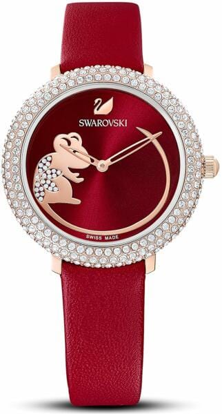 Buy Shop Swarovski Crystal Frost Red Dial Red Leather Strap Watch for Women - 5519226 USA Online