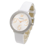 Buy Shop Swarovski Crystal Frost Silver Dial White Leather Strap Watch for Women - 5484070 USA Online