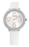 Buy Shop Swarovski Crystal Frost Silver Dial White Leather Strap Watch for Women - 5484070 USA Online