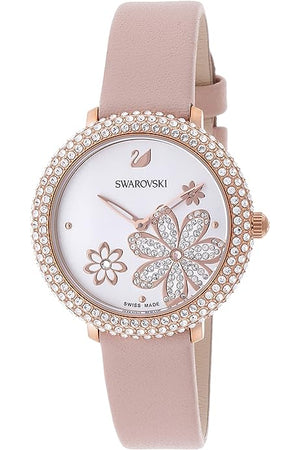 Buy Shop Swarovski Crystal Frost White Dial Pink Leather Strap Watch for Women - 5519223 USA Online