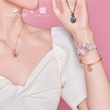 Buy Shop Swarovski Crystal Quartz Pink Dial Pink Leather Strap Watch for Women - 5575217 USA Online
