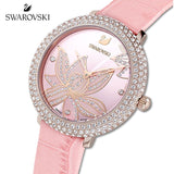 Buy Shop Swarovski Crystal Quartz Pink Dial Pink Leather Strap Watch for Women - 5575217 USA Online