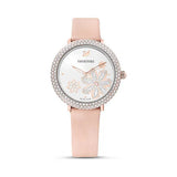 Buy Shop Swarovski Crystal Quartz Pink Dial Pink Leather Strap Watch for Women - 5575217 USA Online