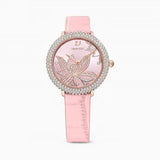Buy Shop Swarovski Crystal Quartz Pink Dial Pink Leather Strap Watch for Women - 5575217 USA Online