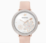Buy Shop Swarovski Crystal Quartz Pink Dial Pink Leather Strap Watch for Women - 5575217 USA Online