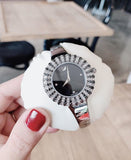 Buy Shop Swarovski Crystal Rose Black Dial Silver Steel Strap Watch for Women - 5484076 USA Online