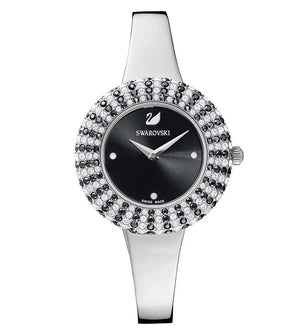 Buy Shop Swarovski Crystal Rose Black Dial Silver Steel Strap Watch for Women - 5484076 USA Online