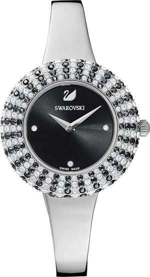 Swarovski Crystal Rose Black Dial Silver Steel Strap Watch for Women - 5484076